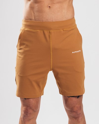 Alphalete 4-Way Stretch 8" Kort Camel | EAKIM6504