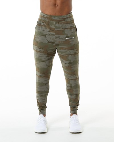 Alphalete 4-Way Stretch Jogger Olivengrøn Camo | KAYPX0657