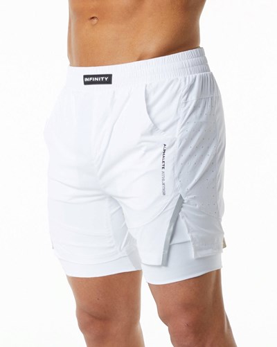 Alphalete Compression Forede Woven Trænings Kort Hvide | QDAFZ1548