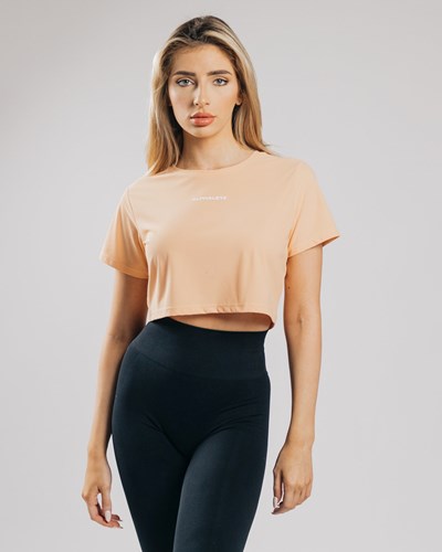 Alphalete Cropped Lette Kort Sleeve Orange | ARKID9310