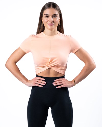 Alphalete Cropped Premium Kort Sleeve Koral | JRVTW4827