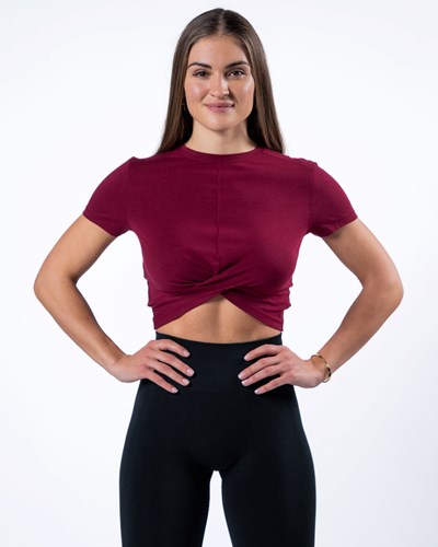 Alphalete Cropped Premium Kort Sleeve Rød | YSMFD8421