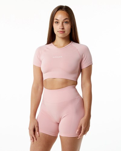 Alphalete Cropped Seamless Kort Sleeve Blossom | EICGK8173