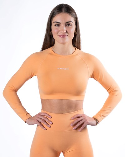 Alphalete Cropped Seamless Long Sleeve Koral | EKIXZ8319