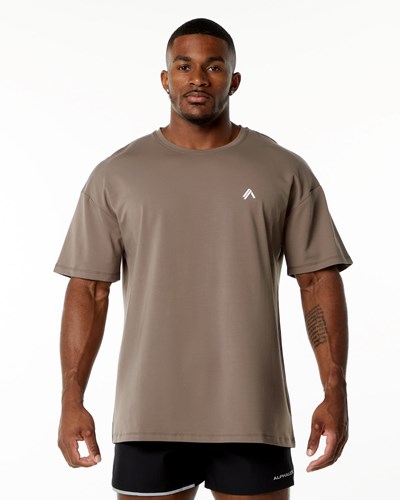 Alphalete Drop Shoulder Tee Mocha | VMQYZ2876