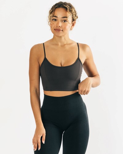 Alphalete Fitted Cropped Tank Charcoal | AHDWP4369