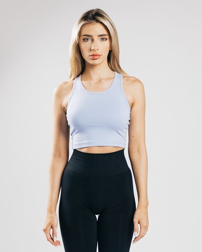 Alphalete Fitted Performance Crop Tank Blå | RFVEM7490