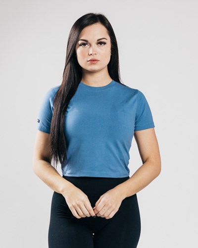 Alphalete Fitted Performance Crop Top Blå | JLOKH3726