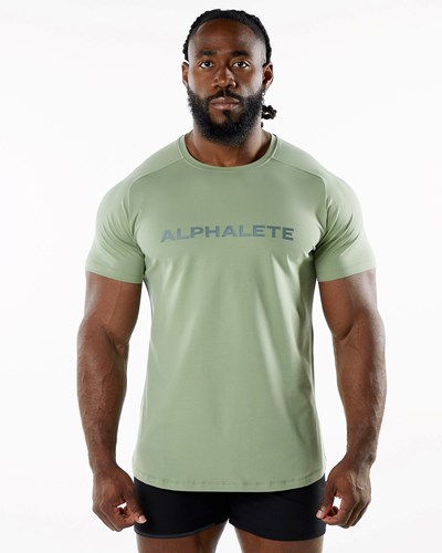 Alphalete Fitted Performance Kort Sleeve Sage | AQVXK9830