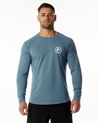 Alphalete Fitted Performance Long Sleeve Blå | HKGRL1490