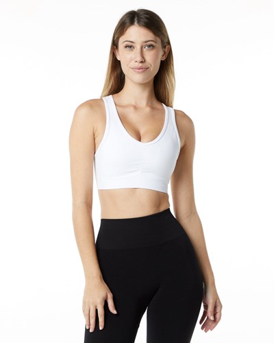 Alphalete High-Impact Seamless Sports Bra Hvide | AWDVJ2934