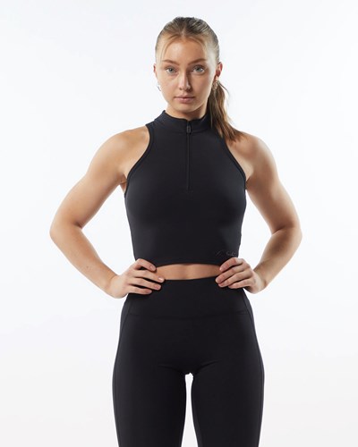 Alphalete High Neck Crop Tank Blackout | JBELR8041