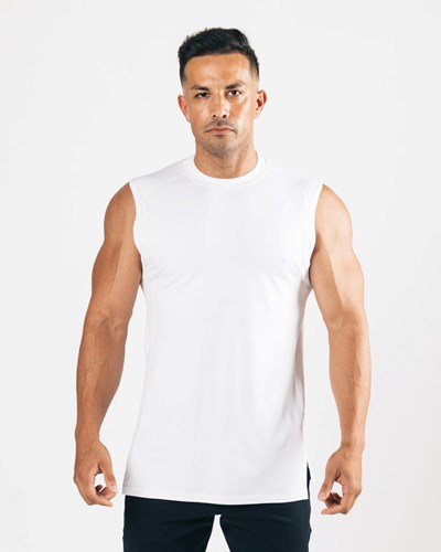 Alphalete High-Neck Premium Cutoff Hvide | DNQEA1439