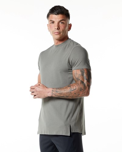 Alphalete High-Neck Premium Kort Sleeve Tee Grå | DLCPH6193