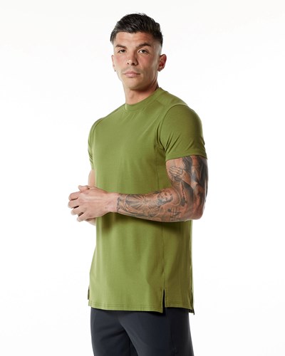 Alphalete High-Neck Premium Kort Sleeve Tee Grøn | JZTLS0634