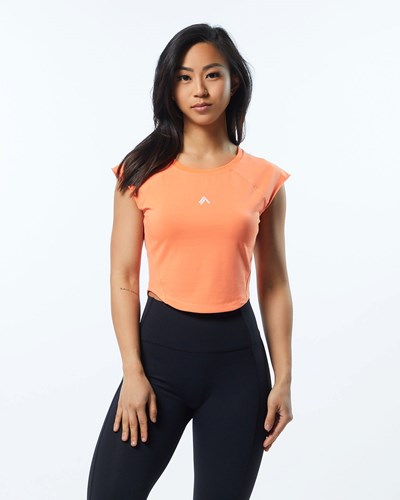 Alphalete High Performance Kort Sleeve Crop Tee Electric Peach | UYWCQ7204