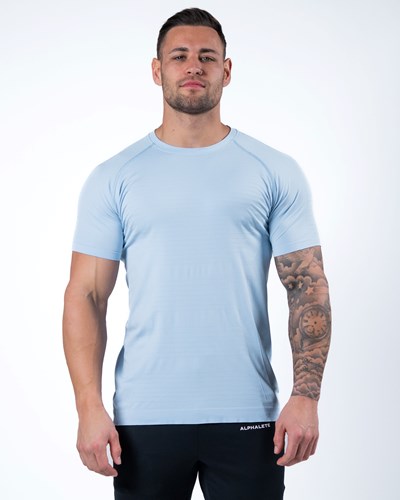 Alphalete High Performance Seamless Kort Sleeve Tee Blå | NAEDC2537