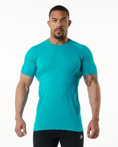 Alphalete High Performance Seamless Kort Sleeve Tee Ocean | ORFXG4962