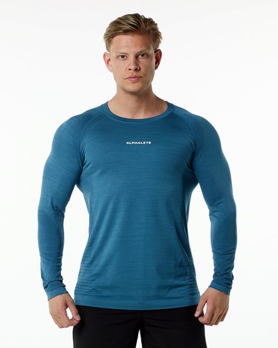 Alphalete High Performance Seamless Long Sleeve Tee Blå | UPOGW6103