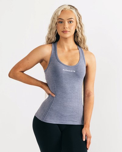 Alphalete High Performance Seamless Tank Blå | WUXYH4871