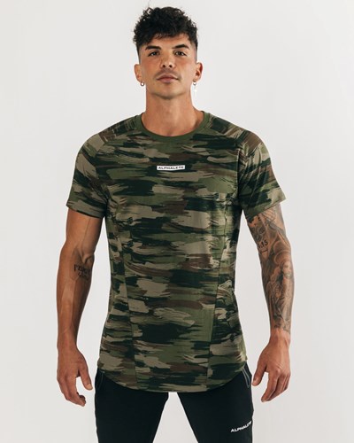 Alphalete High Performance Tee Olivengrøn Camo | VSDKJ4138