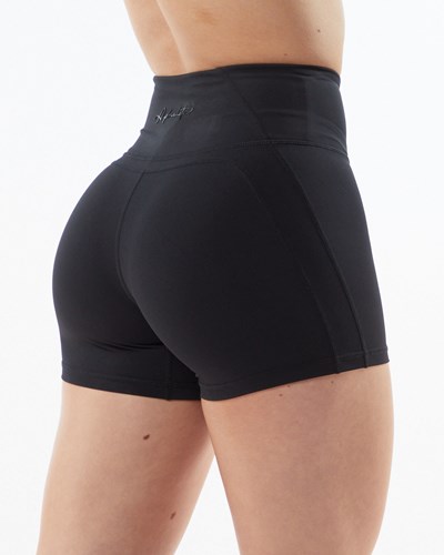 Alphalete High-Waisted Medium Compression 4" Kort Blackout | IZATO1523