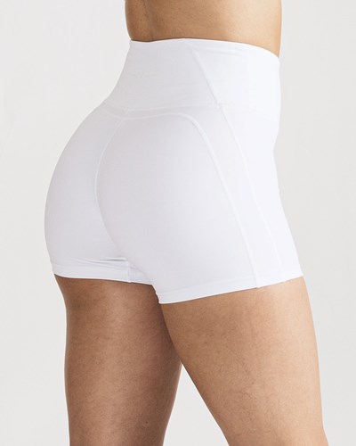 Alphalete High-Waisted Medium Compression 4" Kort Hvide | KJWRF3648