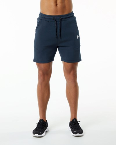 Alphalete Interlock Knit 6" Kort Mørkeblå | GXSZI7896