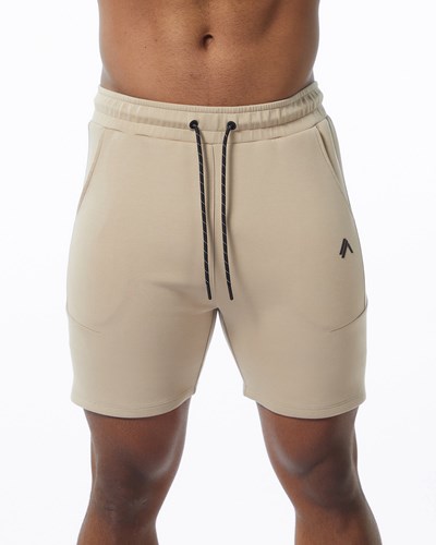 Alphalete Interlock Knit 6" Kort Tan | NOLUF4582