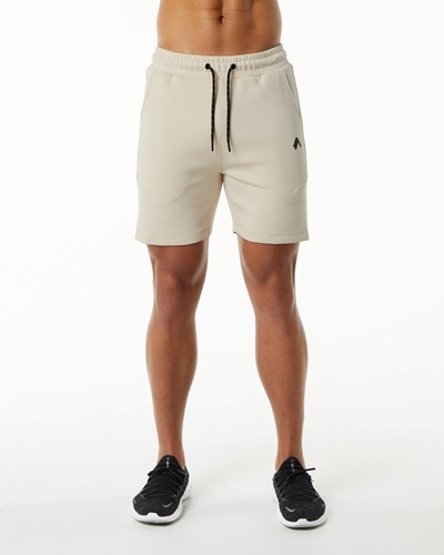 Alphalete Interlock Knit 6" Kort Vanilla | OVPFE3621