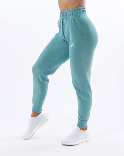 Alphalete Interlock Knit Cuffed Jogger Teal | HAQUM6913