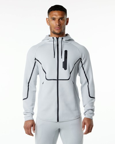 Alphalete Interlock Knit Full-Zip Hoodie Grå | DPFOX2389