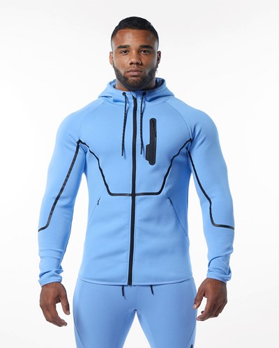 Alphalete Interlock Knit Full-Zip Hoodie Lyseblå | ZAIPV9482