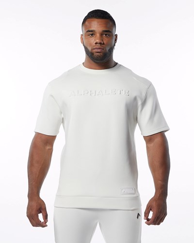 Alphalete Interlock Knit Pullover Hvide | OFYZW5693