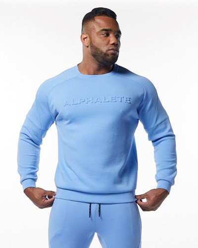 Alphalete Interlock Knit Pullover Lyseblå | ZKUTD7162