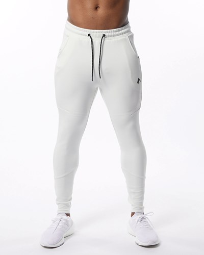 Alphalete Interlock Knit Zip Jogger Hvide | MWEKC9035