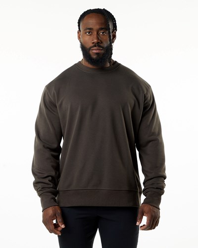 Alphalete Luxury Velvet Forede Sweater Mørkebrune | TNJEC8135