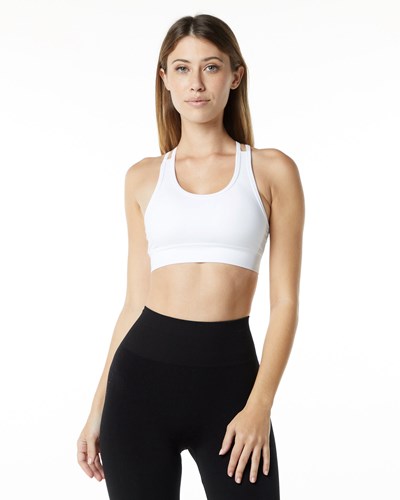 Alphalete Medium-Impact Seamless Sports Bra Hvide | RIXYF0843