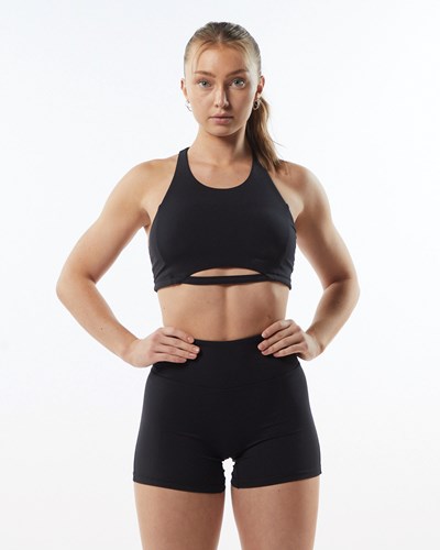 Alphalete Medium-Support One Piece Sports Bra Blackout | WPZLQ4802