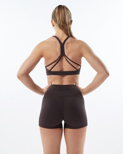 Alphalete Medium-Support Páskové Open Back Sports Bra Grå | LFPOX5823