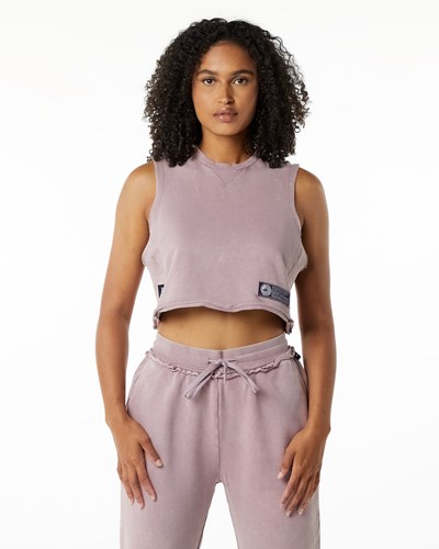 Alphalete Mid-Weight Washed Terry Crop Cutoff Lyserød | JRMSQ8012