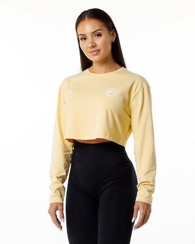 Alphalete Oversized Performance Long Sleeve Crop Daffodil | XZBQE1647