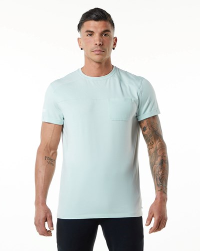 Alphalete Premium Kort Sleeve Pocket Tee Blå | MTDKY1376