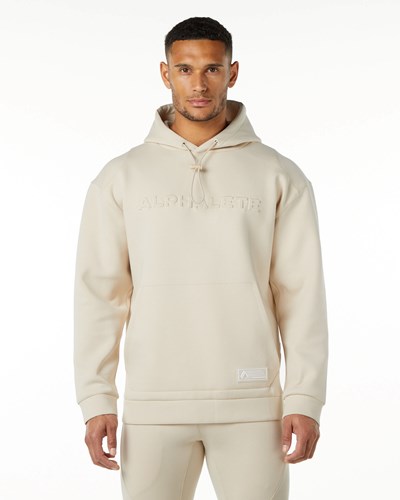 Alphalete Relaxed Interlock Knit Hoodie Vanilla | JRCEB7150