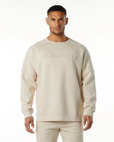 Alphalete Relaxed Interlock Knit Pullover Vanilla | BTCAN9034