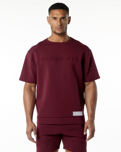 Alphalete Relaxed Interlock Knit Pullover Bordeaux | JKZYF5310