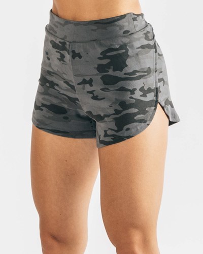 Alphalete Relaxed Single-Brushed High Slit Kort Camo | FTBWX0573