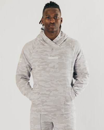 Alphalete Relaxed Single-Brushed Pullover Hoodie Sølv Camo | DCNTG0341