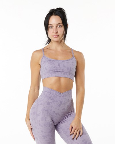 Alphalete Single Brushed Bra Pebble Print Misty Lilac | XCJGF3695