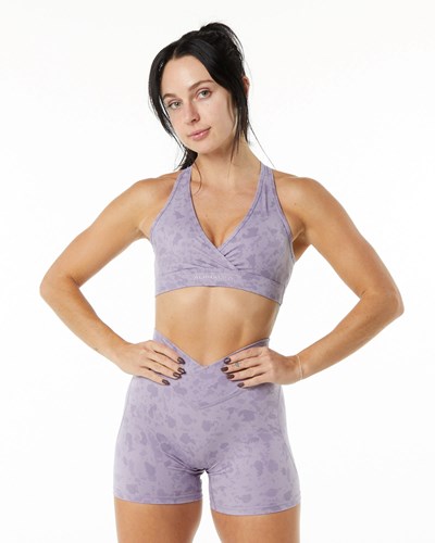 Alphalete Single Brushed Bra Pebble Print Misty Lilac | XYMJU8915